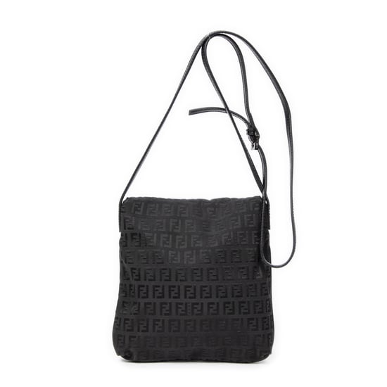 Fendi Small Flap Crossbody en Negro Lienzo - Image 5