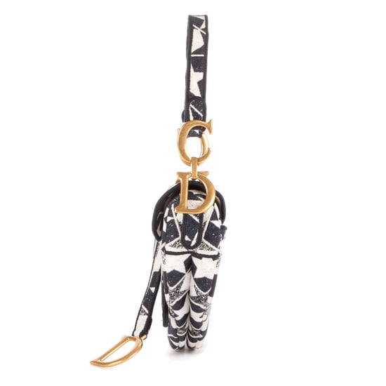 Dior Stars Embroidered Saddle Bag en Azul marino/Blanco Lienzo - Image 3