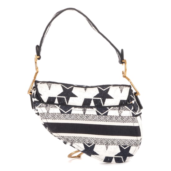Dior Stars Embroidered Saddle Bag en Azul marino/Blanco Lienzo - Image 4