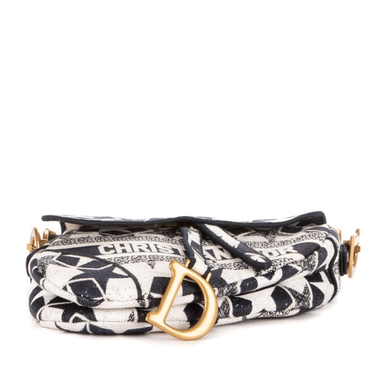 Dior Stars Embroidered Saddle Bag en Azul marino/Blanco Lienzo - Image 6