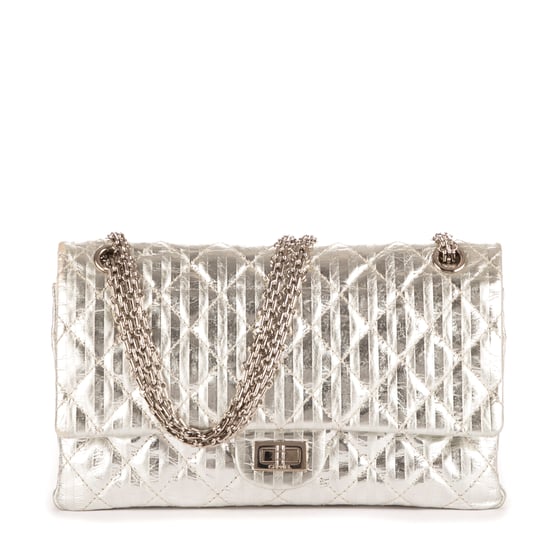 Chanel 2.55 Stripes Medium 226 Double Flap en Plata Metálica Piel de becerro - Image 1