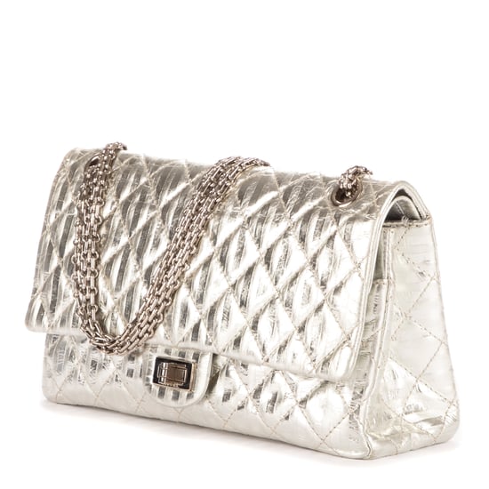 Chanel 2.55 Stripes Medium 226 Double Flap en Plata Metálica Piel de becerro - Image 2
