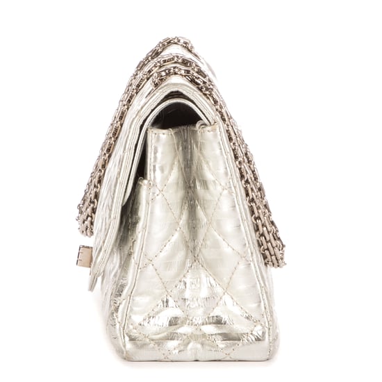 Chanel 2.55 Stripes Medium 226 Double Flap en Plata Metálica Piel de becerro - Image 3