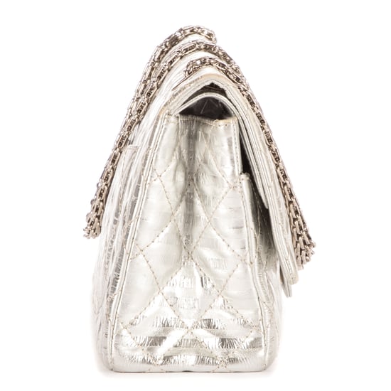 Chanel 2.55 Stripes Medium 226 Double Flap en Plata Metálica Piel de becerro - Image 5