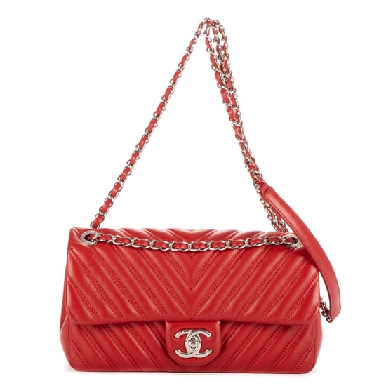 Chanel Double Stitched Single Flap en Rojo Piel de becerro - Image 1