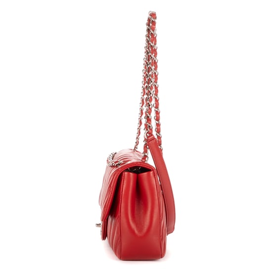 Chanel Double Stitched Single Flap en Rojo Piel de becerro - Image 3