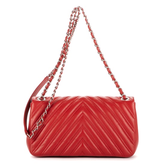 Chanel Double Stitched Single Flap en Rojo Piel de becerro - Image 4