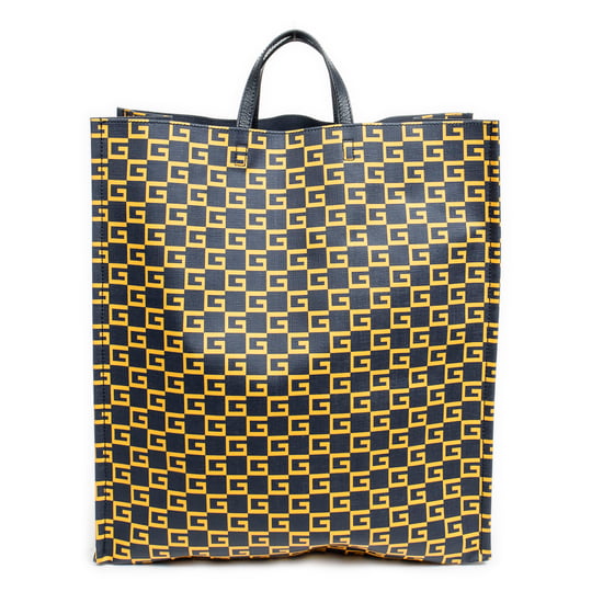 Gucci Large Square G Open Tote  en Azul marino/Amarillo Lona revestida - Image 5