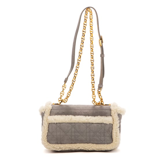 Dior Ltd. Ed. Shearling Caro Small en Gris/Marfil Piel de becerro - Image 4