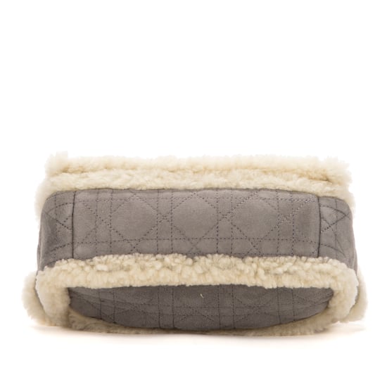 Dior Ltd. Ed. Shearling Caro Small en Gris/Marfil Piel de becerro - Image 6