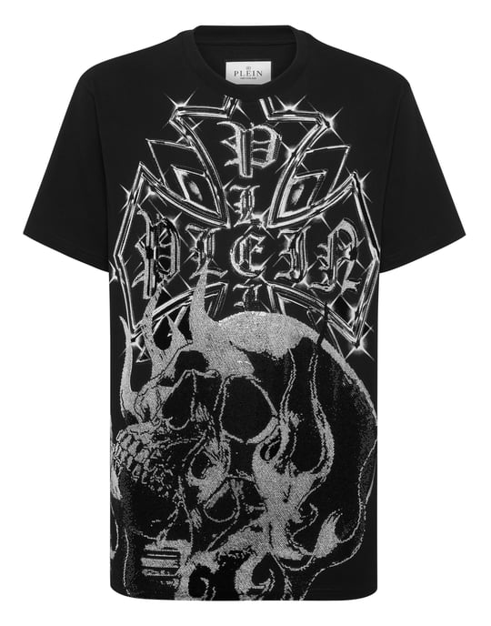 Round Neck T-Shirt Chrome Crest Skull - Image 1