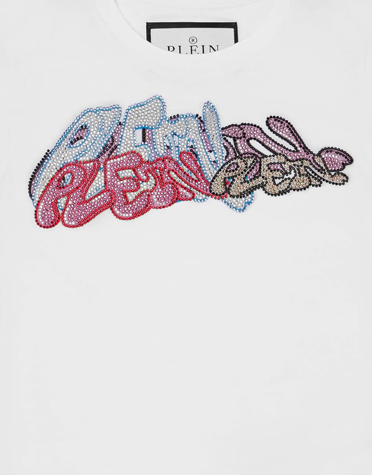 T-Shirt Round Neck With Crystals Bombing Graffiti - Image 3