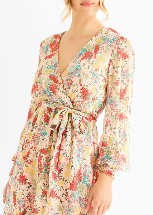 Vestido midi de gasa con estampado jacquard múltiple - Image 2