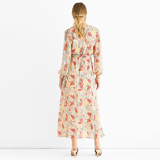 Vestido midi de gasa con estampado jacquard múltiple - Image 4