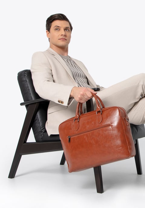 Bolso Wittchen para portátil de 16 pulgadas para hombre, piel sintética, marrón, piel ecológica - Image 1