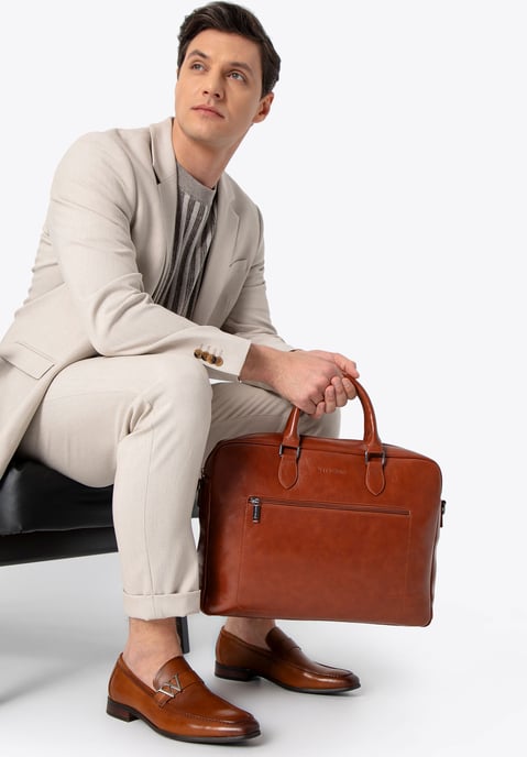 Bolso Wittchen para portátil de 16 pulgadas para hombre, piel sintética, marrón, piel ecológica - Image 2