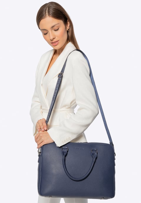 Bolso Wittchen para portátil de 16 pulgadas para hombre, piel sintética, azul marino, piel ecológica - Image 3