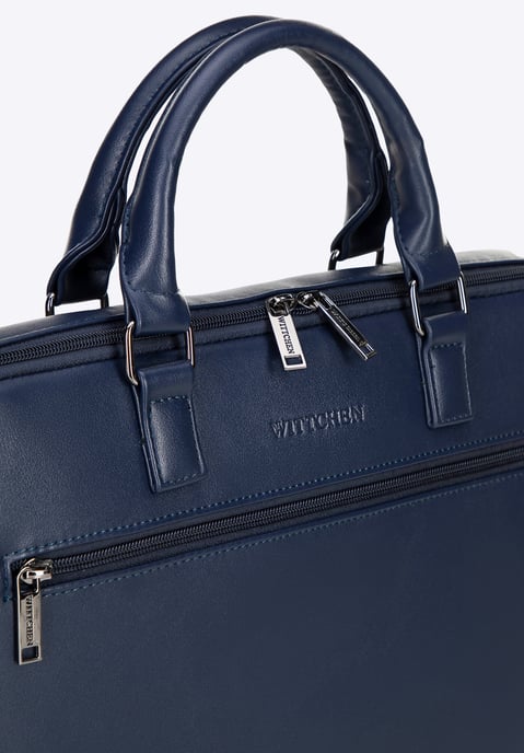 Bolso Wittchen para portátil de 16 pulgadas para hombre, piel sintética, azul marino, piel ecológica - Image 4
