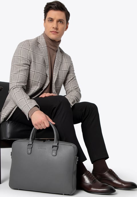 Bolso Wittchen para portátil de 16" para hombre en piel sintética gris - Image 1