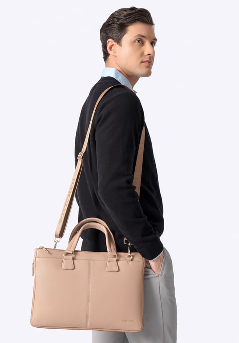 Wittchen Bolso para portátil de hombre de 14,5" en polipiel, beige, beige, ecopiel - Image 1