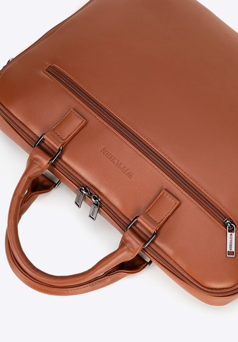 Bolso Wittchen para portátil de 16 pulgadas para hombre, marrón claro, piel sintética, marrón claro, piel ecológica - Image 4