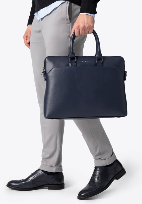 Bolso Wittchen para portátil de 16 pulgadas para hombre, piel sintética, azul marino, azul marino, piel ecológica - Image 1