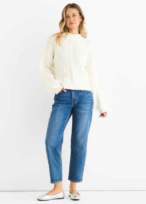 Jersey oversize de punto grueso blanco - Image 1