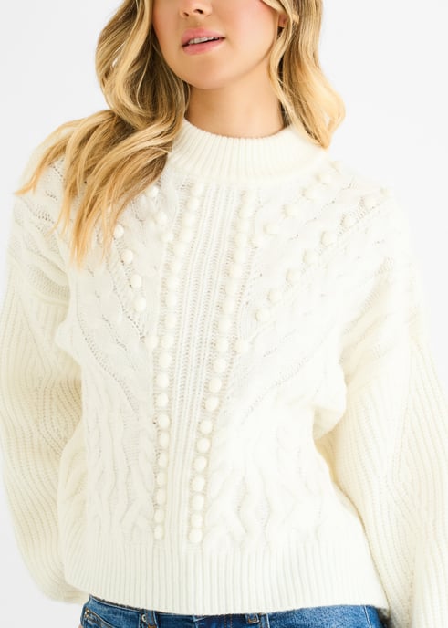 Jersey oversize de punto grueso blanco - Image 2