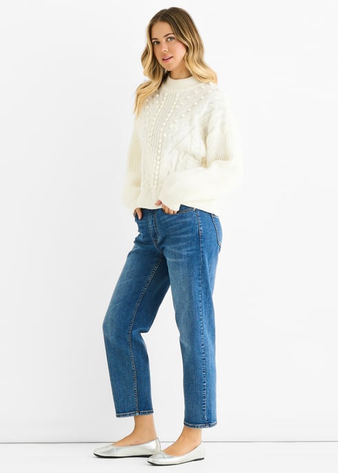 Jersey oversize de punto grueso blanco - Image 3