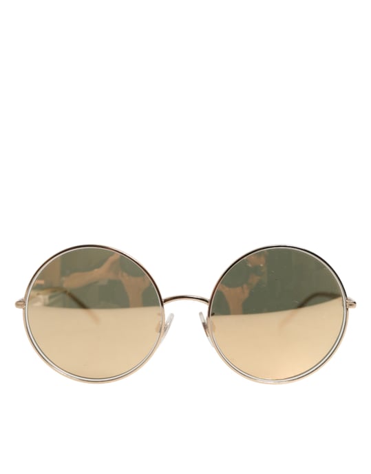 Gafas de sol redondas con lentes dorados de metal - Image 1