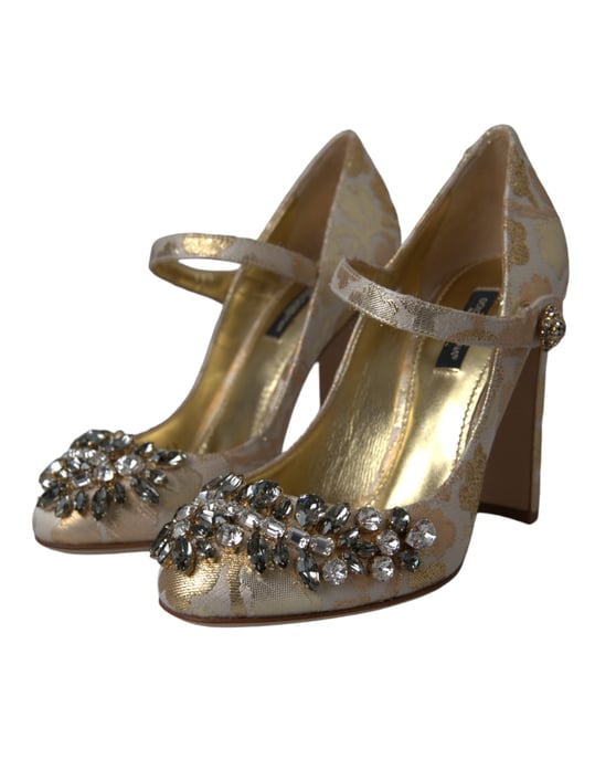 Zapatos de tacón de brocado con adornos florales - Image 1
