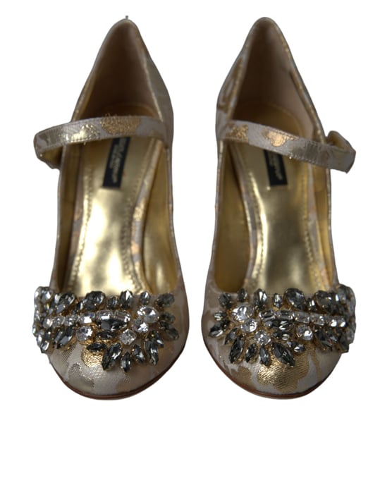 Zapatos de tacón de brocado con adornos florales - Image 2