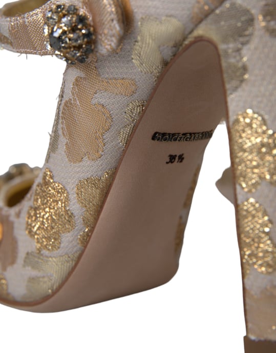 Zapatos de tacón de brocado con adornos florales - Image 5