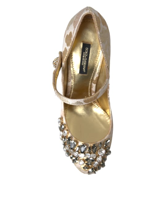 Zapatos de tacón de brocado con adornos florales - Image 6