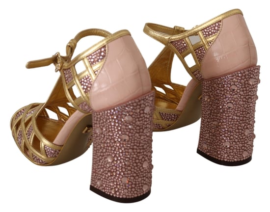 Zapatos de tacón Tstrap de cristal Rosa Dorado - Image 3