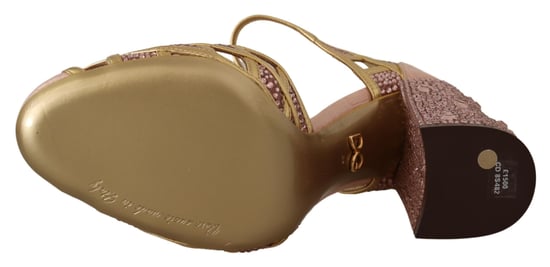 Zapatos de tacón Tstrap de cristal Rosa Dorado - Image 5