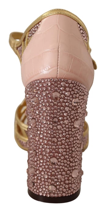 Zapatos de tacón Tstrap de cristal Rosa Dorado - Image 6