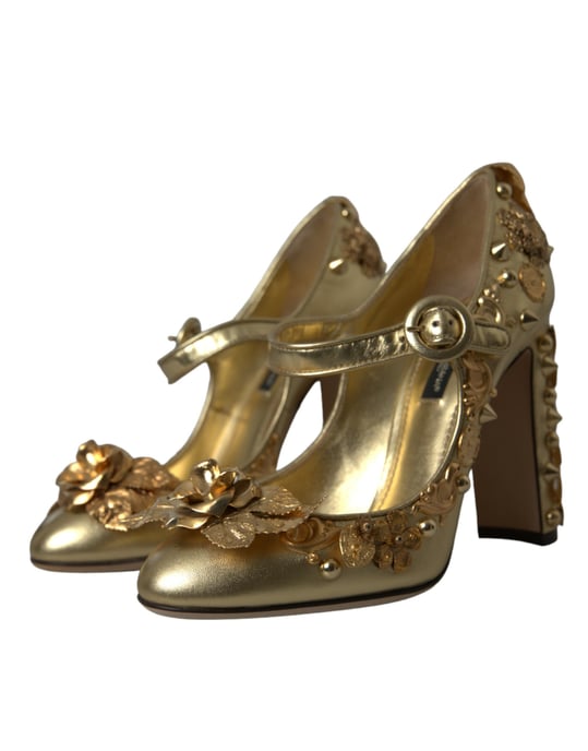 Zapatos de Tacón Alto Mary Jane Dorados - Image 3