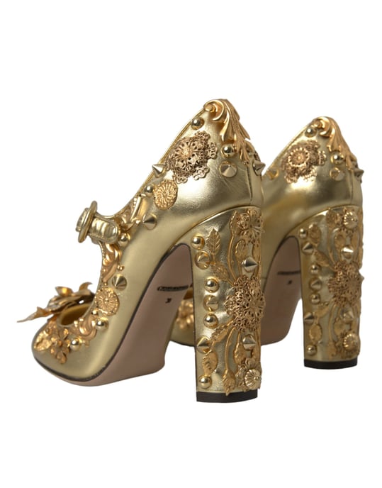 Zapatos de Tacón Alto Mary Jane Dorados - Image 4