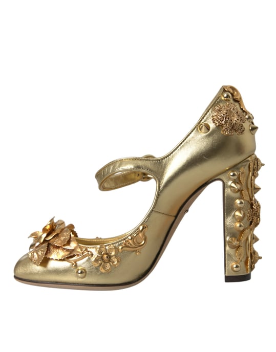 Zapatos de Tacón Alto Mary Jane Dorados - Image 5