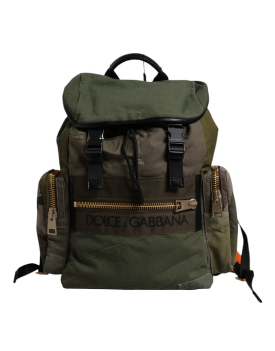 Mochila de viaje de parcheo verde militar - Image 1