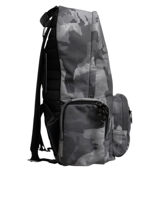 Mochila de tela de algodón gris con logotipo de camuflaje - Image 3