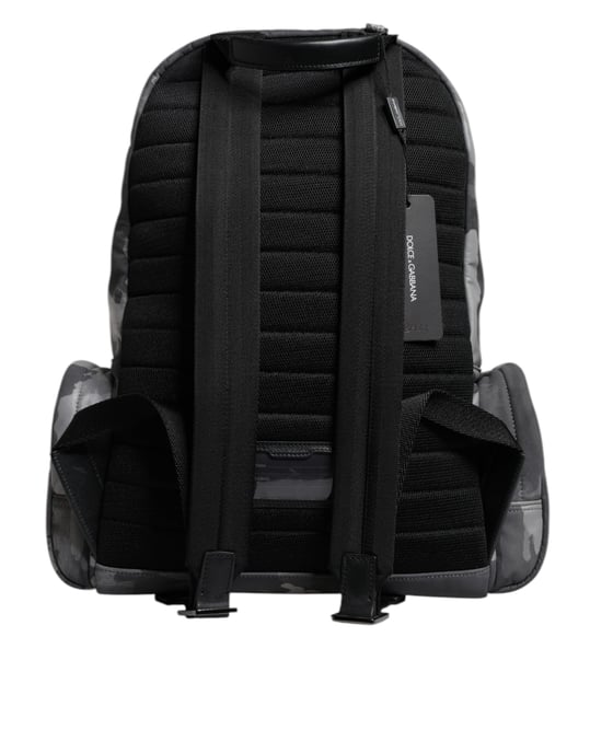 Mochila de tela de algodón gris con logotipo de camuflaje - Image 4