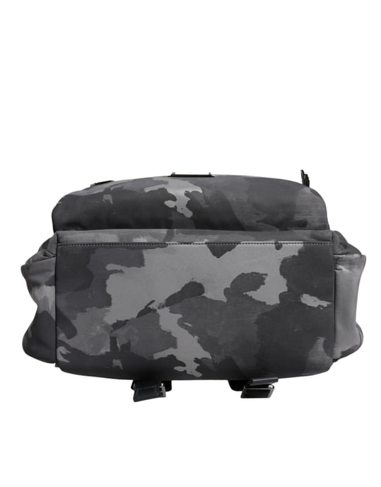 Mochila de tela de algodón gris con logotipo de camuflaje - Image 5