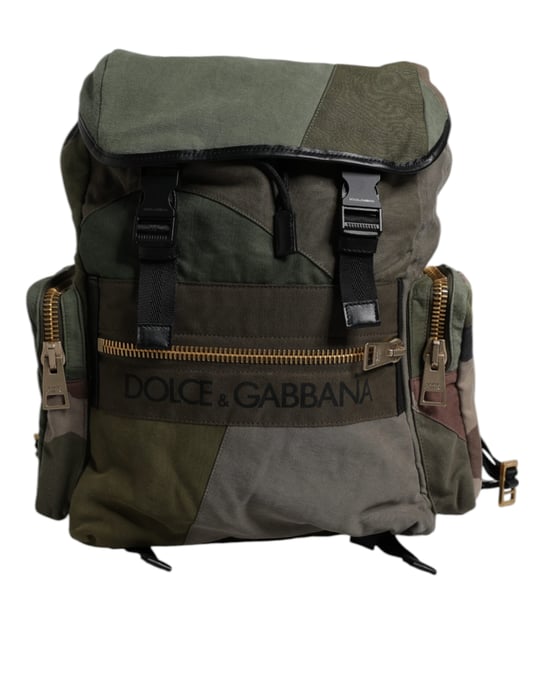 Mochila de viaje de parches en verde militar - Image 1