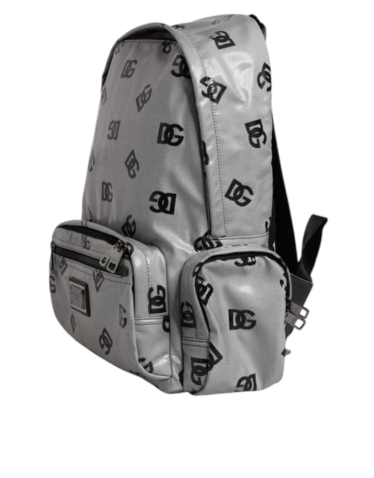 Mochila de lona gris y negra con logo DG - Image 3