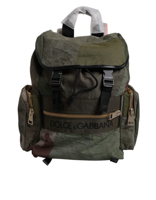 Mochila de viaje de parcheo en verde militar - Image 1