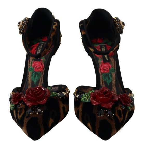 Zapatos de Tacón de Terciopelo Leopardo con Detalle en Rosa - Image 2