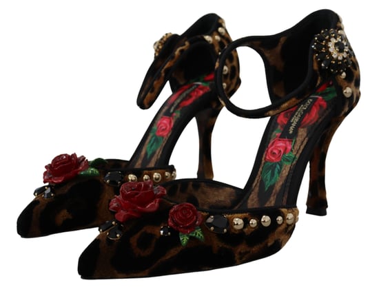 Zapatos de Tacón de Terciopelo Leopardo con Detalle en Rosa - Image 3