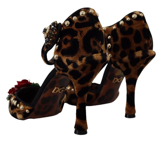 Zapatos de Tacón de Terciopelo Leopardo con Detalle en Rosa - Image 4